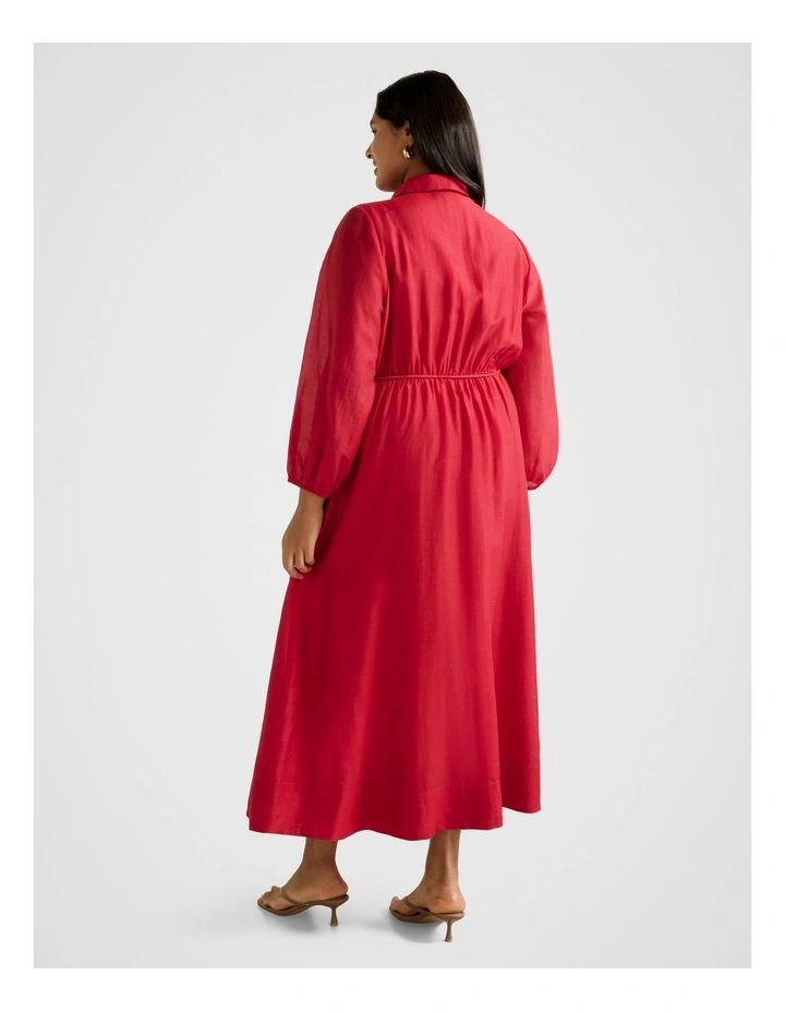 Evelyn Seam Detail Midi Dress in Red image 2