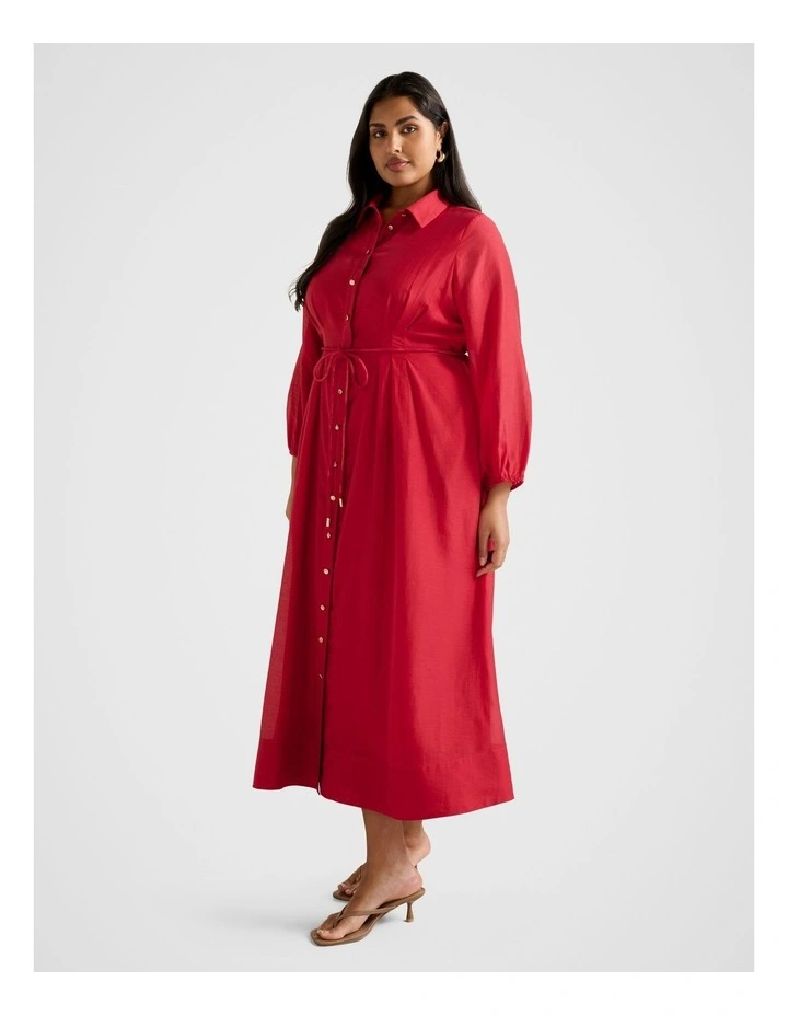 Evelyn Seam Detail Midi Dress in Red image 3