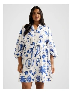 Lynda Button Through Mini Dress in White