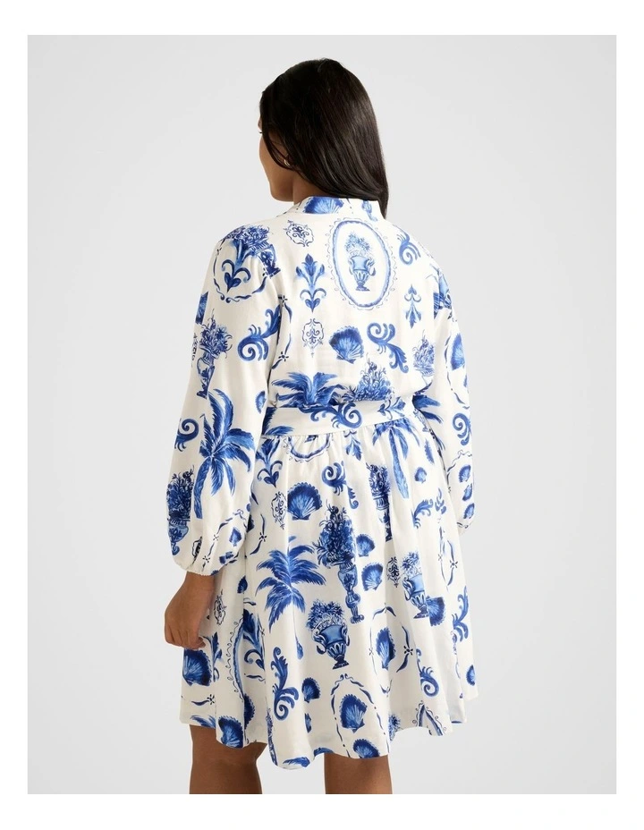 Lynda Button Through Mini Dress in White image 2