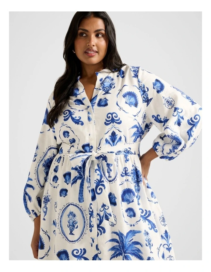 Lynda Button Through Mini Dress in White image 4