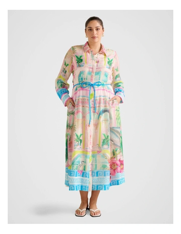 Abbey Printed Shirt Midi Dress in Multi image 1