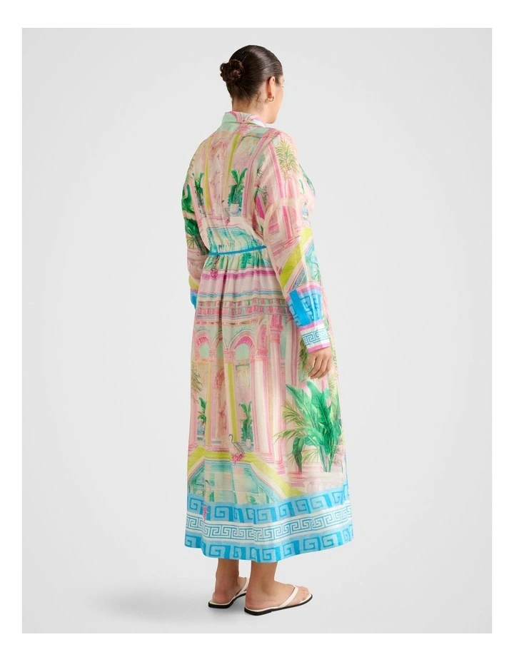 Abbey Printed Shirt Midi Dress in Multi image 2