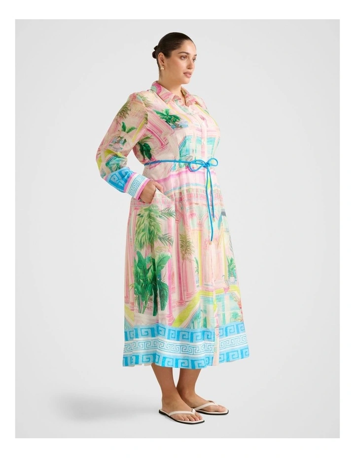 Abbey Printed Shirt Midi Dress in Multi image 3