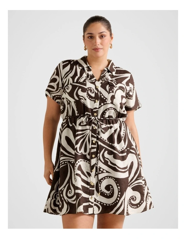 Grace Linen Shirt Mini Dress in Multi image 1