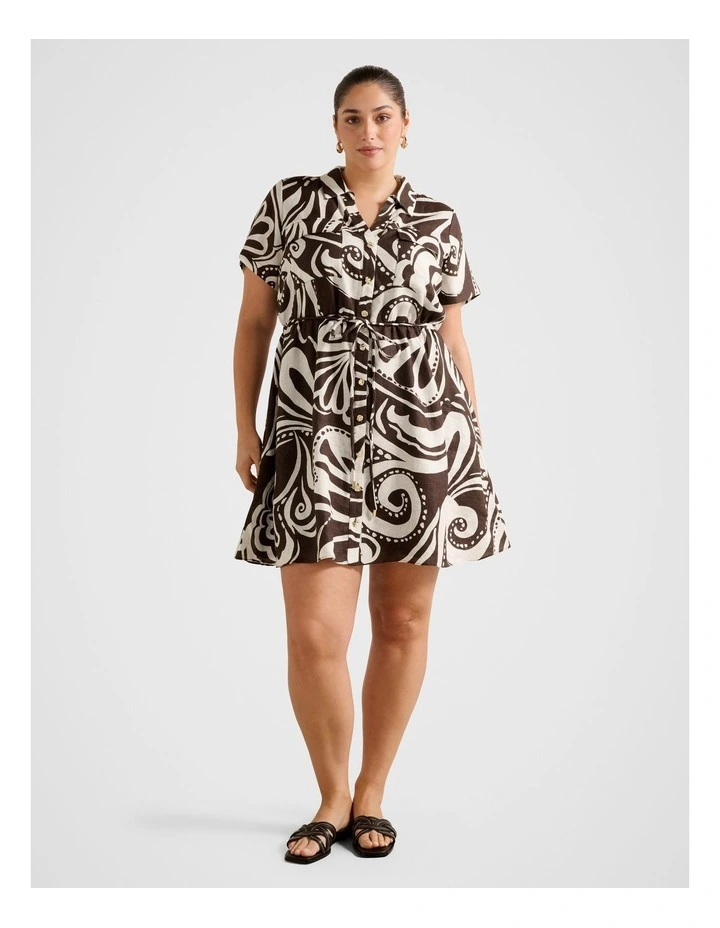Grace Linen Shirt Mini Dress in Multi image 5