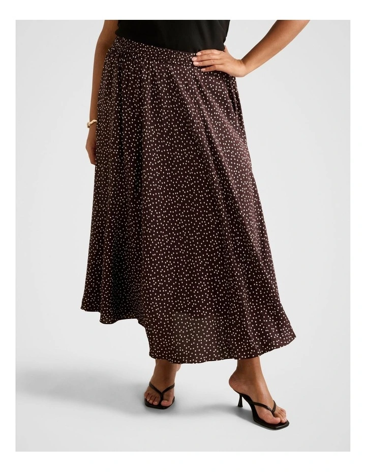 Hillary Printed Maxi Skirt in Brown image 1