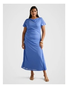 Trish High Neck Jersey Dress in Blue