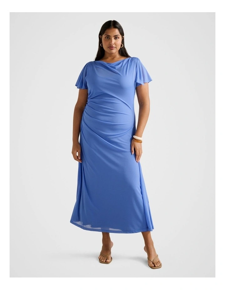 Trish High Neck Jersey Dress in Blue image 1