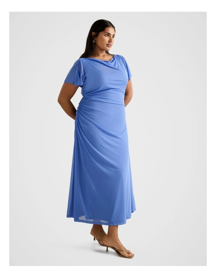 Trish High Neck Jersey Dress in Blue image 3