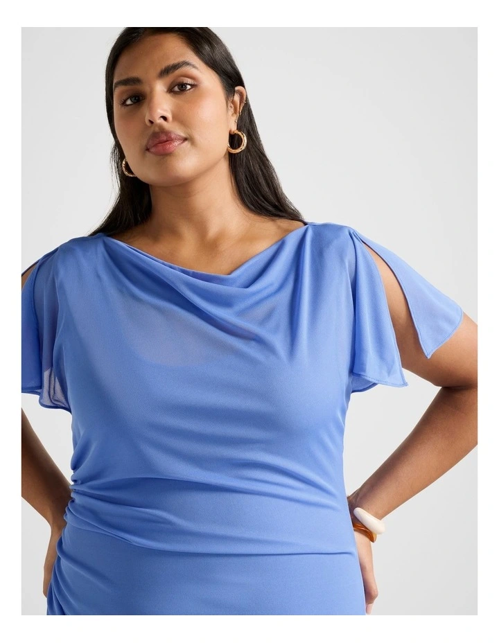 Trish High Neck Jersey Dress in Blue image 4