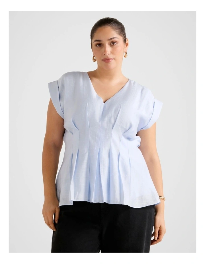 Vanessa V-Neck Top in Blue image 1