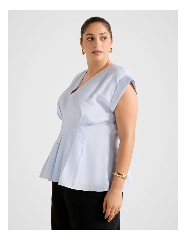 Vanessa V-Neck Top in Blue image 3