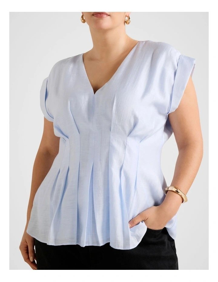 Vanessa V-Neck Top in Blue image 4