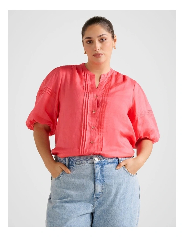 Mariella Pin Tuck Blouse in Pink image 1