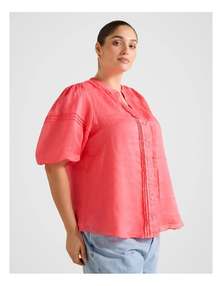 Mariella Pin Tuck Blouse in Pink image 3