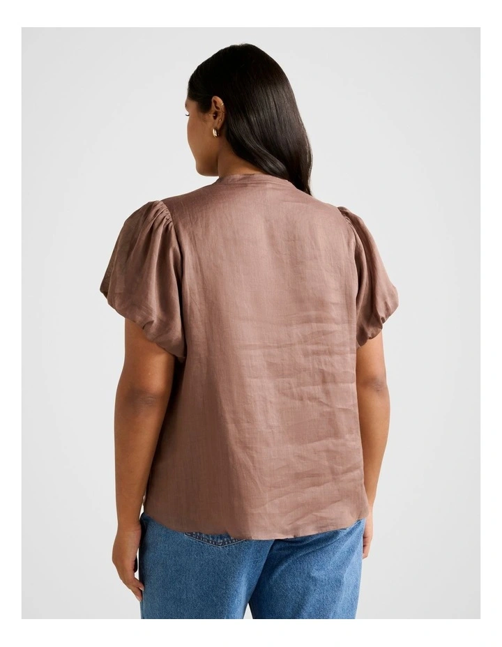 Everly Puff Sleeves Blouse in Brown image 2