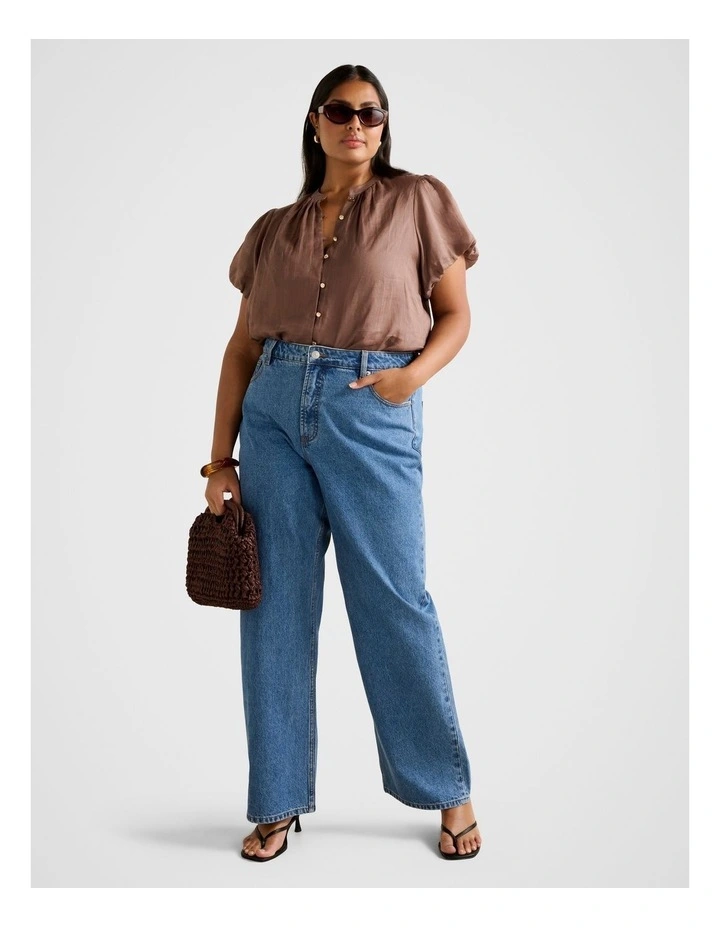 Everly Puff Sleeves Blouse in Brown image 5