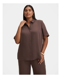Anya Button Down Shirt in Chocolate