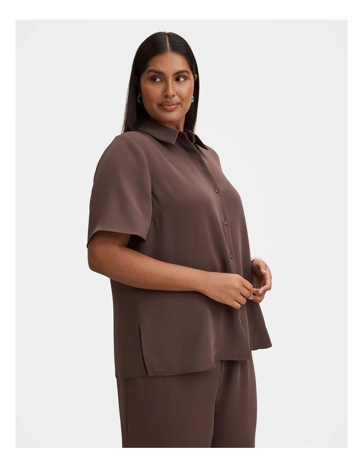 Anya Button Down Shirt in Chocolate image 3