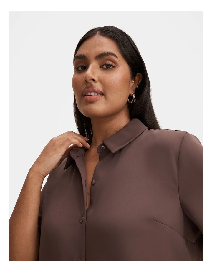 Anya Button Down Shirt in Chocolate image 4