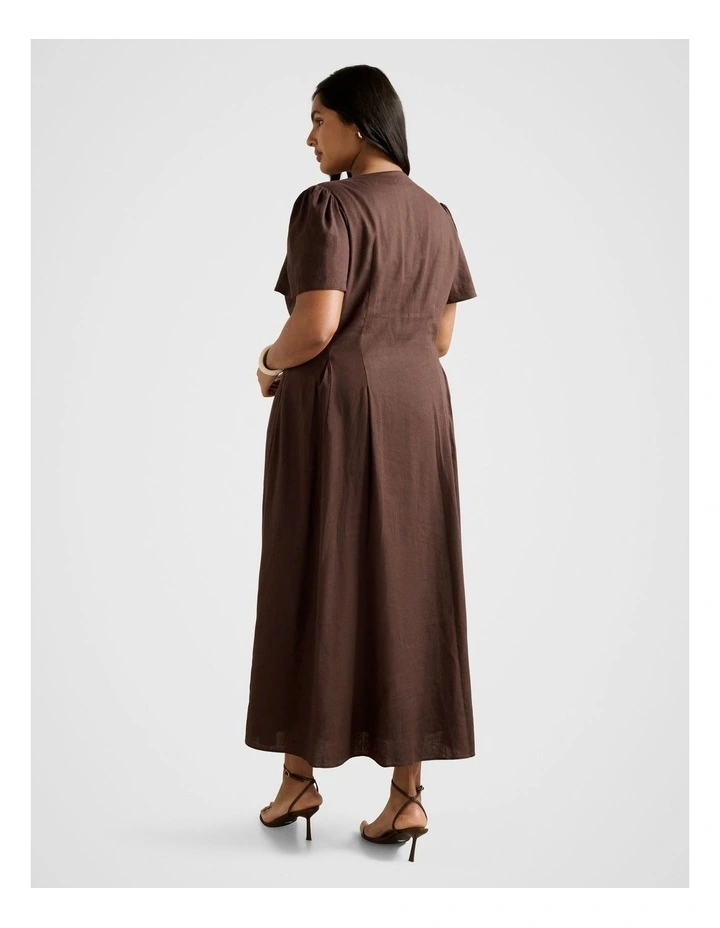 Sanna V-Neck Short Sleeves Midi Dress in Brown image 2