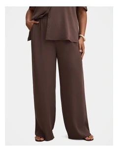 Enya Elastic Wide Leg Pants in Brown