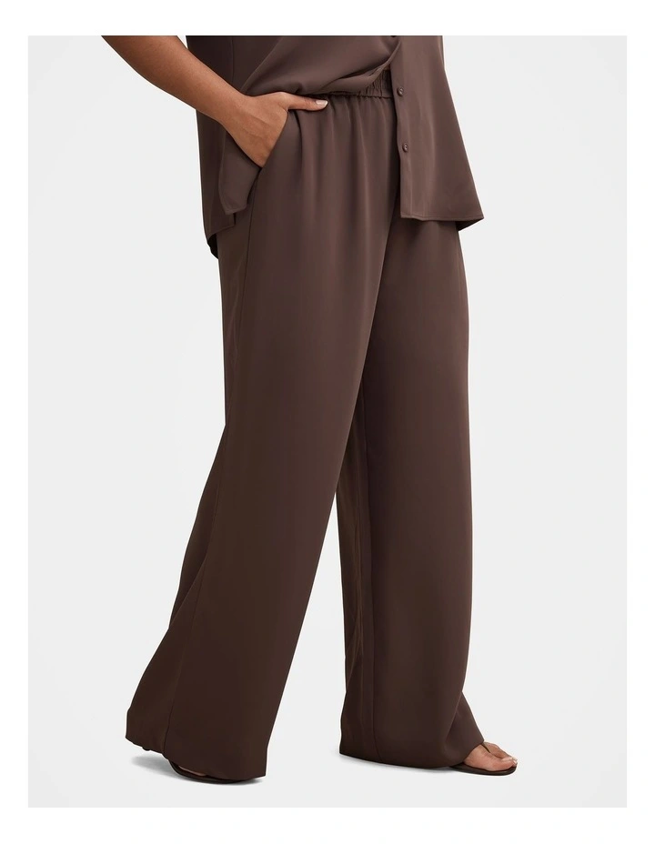 Enya Elastic Wide Leg Pants in Brown image 3