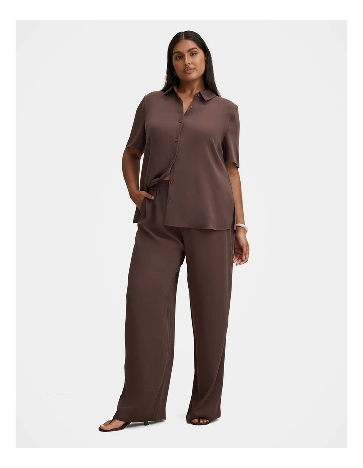 Enya Elastic Wide Leg Pants in Brown image 5