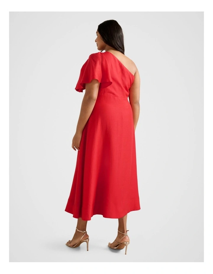 Mattea One Shoulder Midi Dress in Red image 2