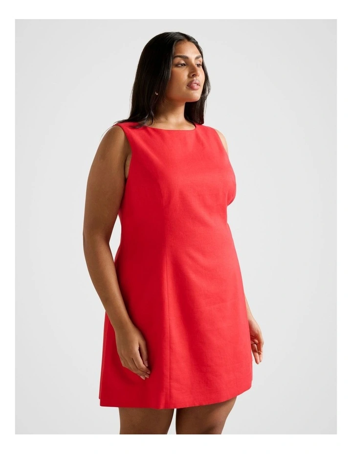Kassie Boat Neck Mini Dress in Red image 3