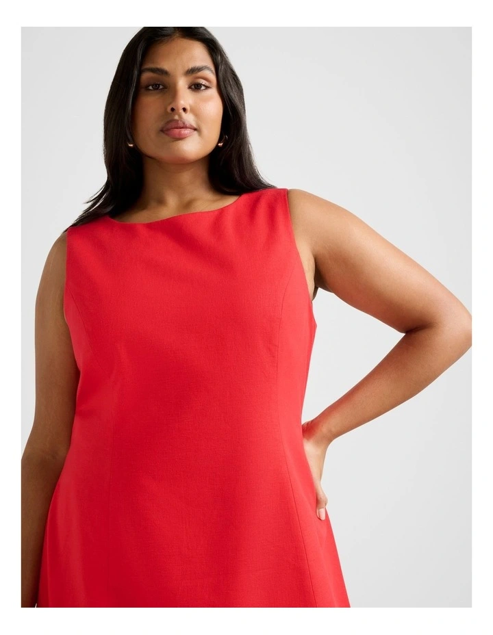 Kassie Boat Neck Mini Dress in Red image 4