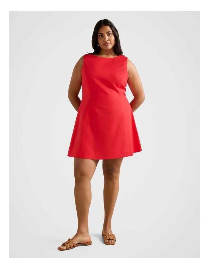 Kassie Boat Neck Mini Dress in Red image 5