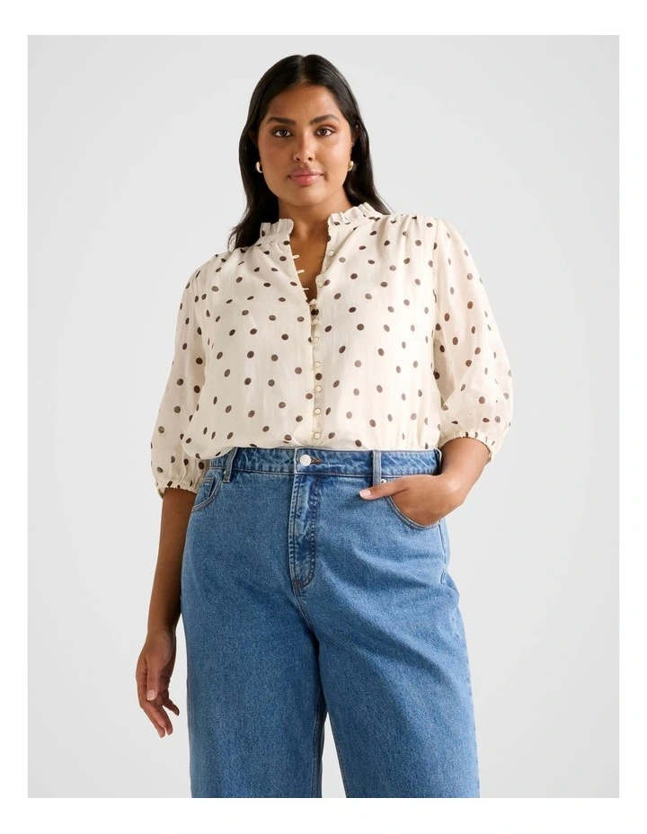 Helena Spot Blouse in Cream image 1