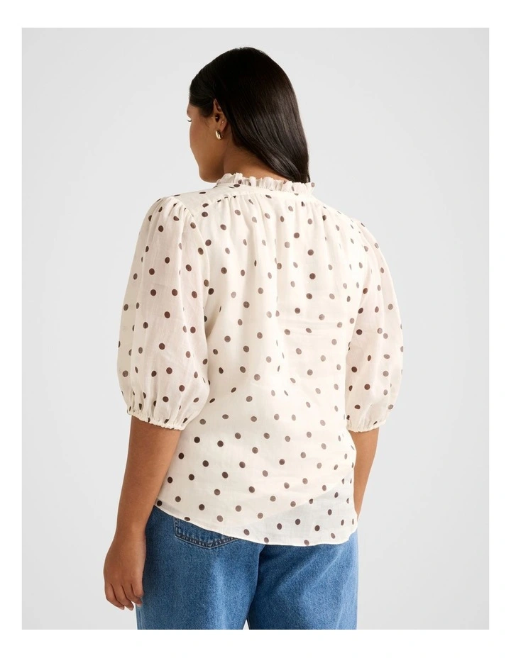 Helena Spot Blouse in Cream image 2