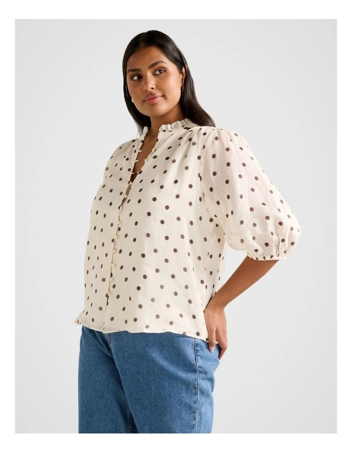 Helena Spot Blouse in Cream image 3