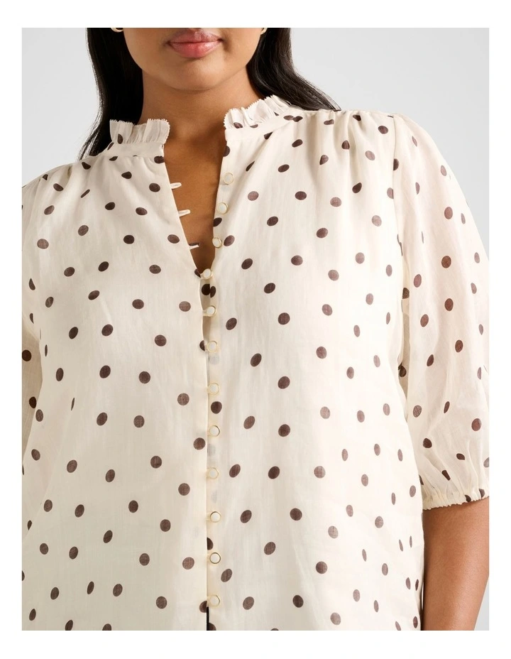 Helena Spot Blouse in Cream image 4