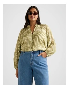 Sabrina Puff Sleeves Blouse in Green