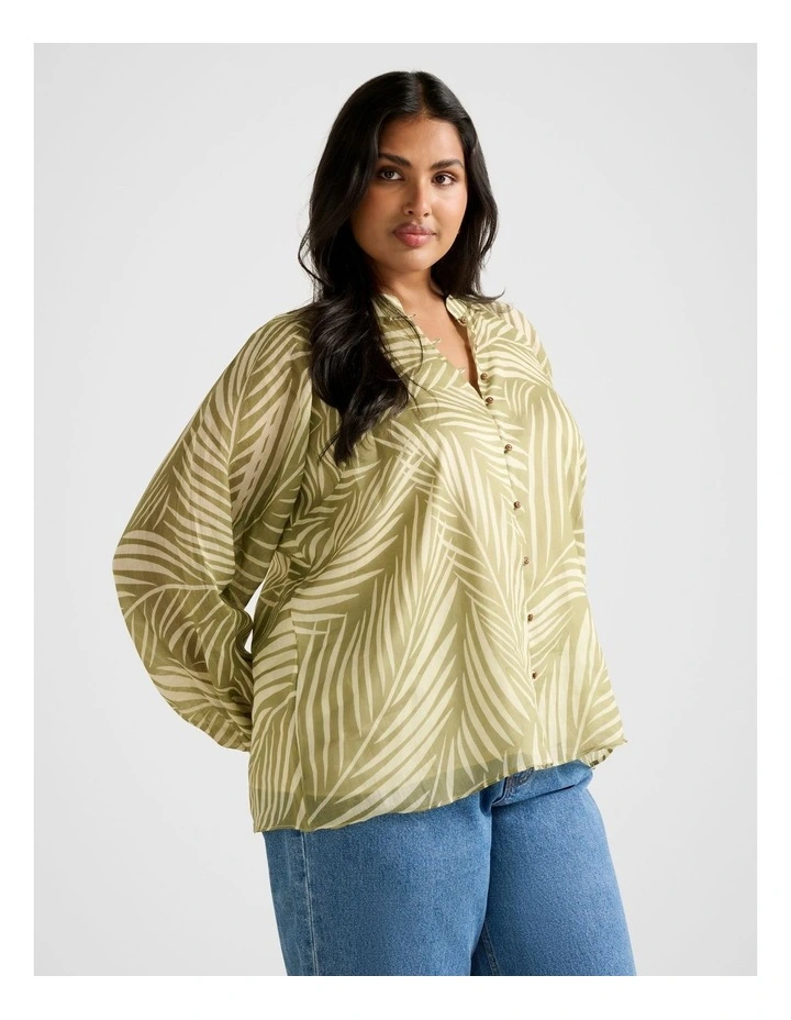 Sabrina Puff Sleeves Blouse in Green image 3