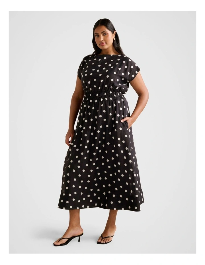 Callie Elastic Waist Midi Dress in Black image 3