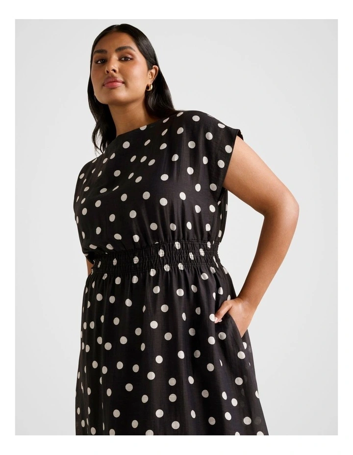 Callie Elastic Waist Midi Dress in Black image 4