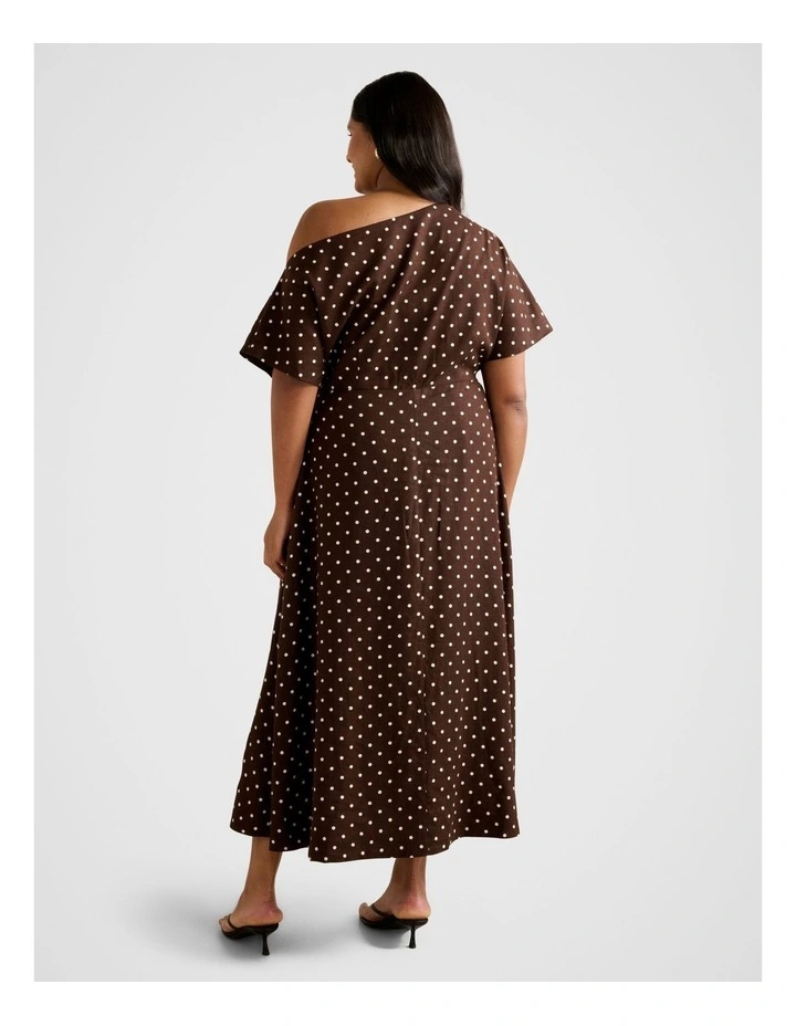 Tracy Tipped Shoulder Midi Dress in Brown image 2