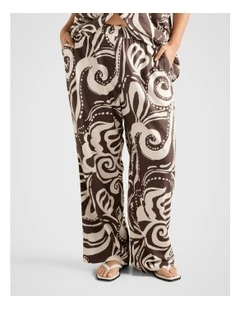 Saige Printed Wide Leg Pants in Brown