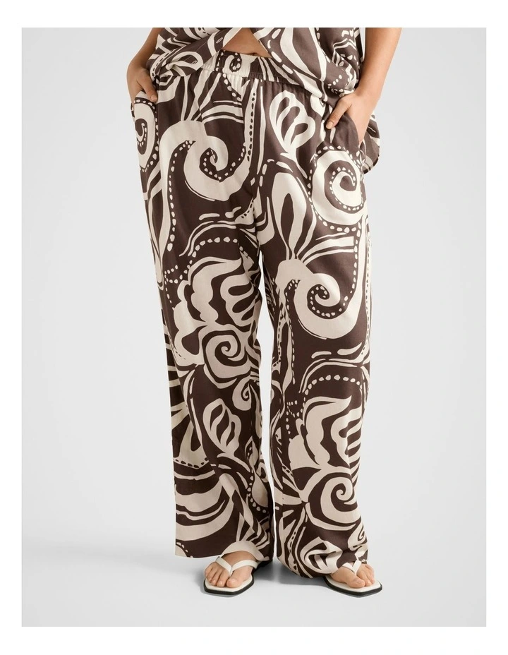 Saige Printed Wide Leg Pants in Brown image 1