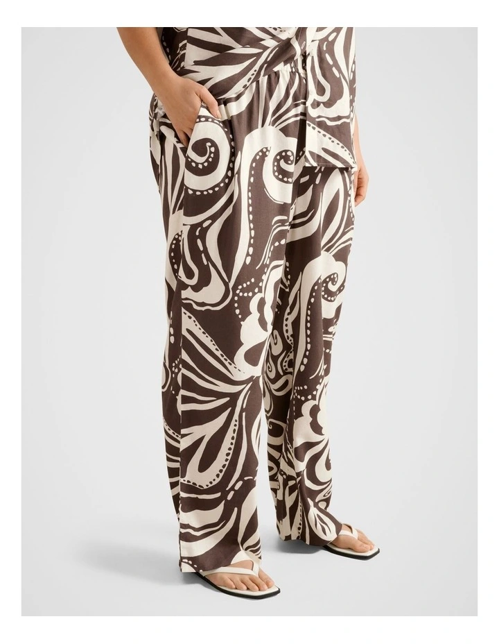 Saige Printed Wide Leg Pants in Brown image 3