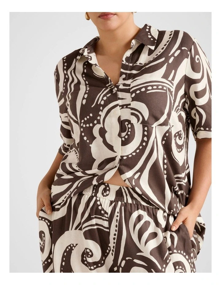 Saige Printed Wide Leg Pants in Brown image 4