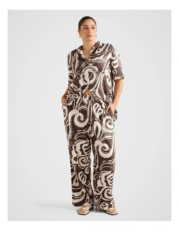 Saige Printed Wide Leg Pants in Brown image 5