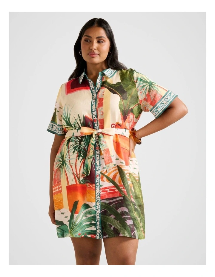 Sabine Printed Shirt Mini Dress in Multi image 1