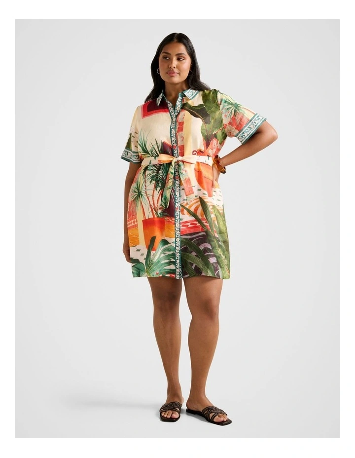 Sabine Printed Shirt Mini Dress in Multi image 5