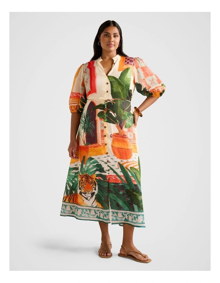 Arabella Printed Midi Dress in Multi image 1